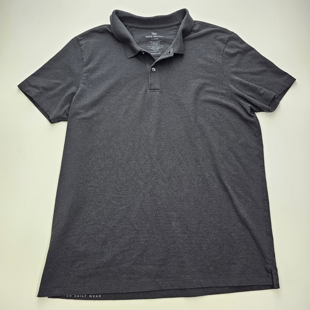 Mack Weldon Polo Shirt Mens XL Charcoal Gray Heather RugbyShort Sleeve Stretch